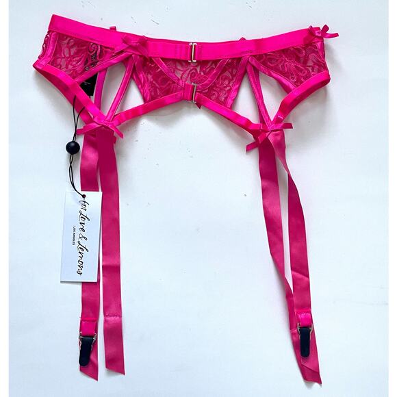 For Love & Lemons Victoria's Secret Soutache Garter Belt Pink Size XXS NEW - Picture 1 of 10